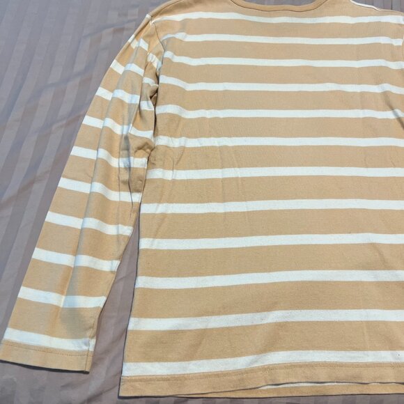 Vintage Petit Bateau Beige with White Stripes Long Sleeve Shirt Made in France - Picture 10 of 12